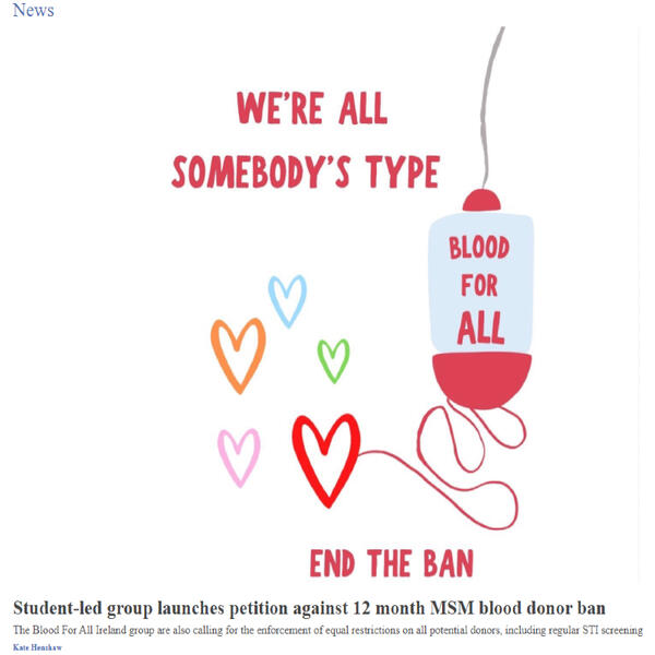 The Logo for Blood For All. A transfusion blag labelled "Blood For All" surrounded by hand-drawn hearts.